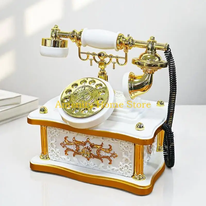 F26C Nostalgic Musical Box With Classical Rotary Dials Telephone Design Cafes Display