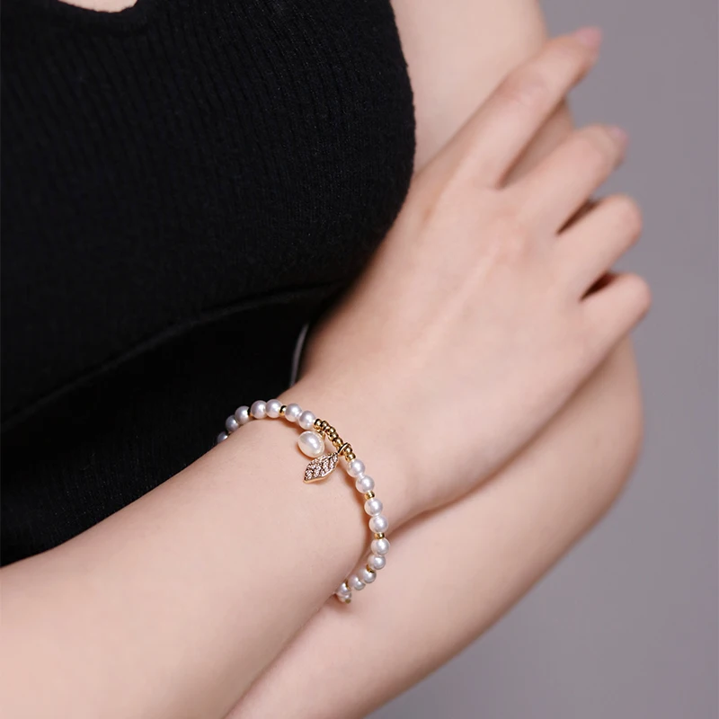 925 sterling silver maple leaf pearl bracelet gentle and ladylike style gift selection