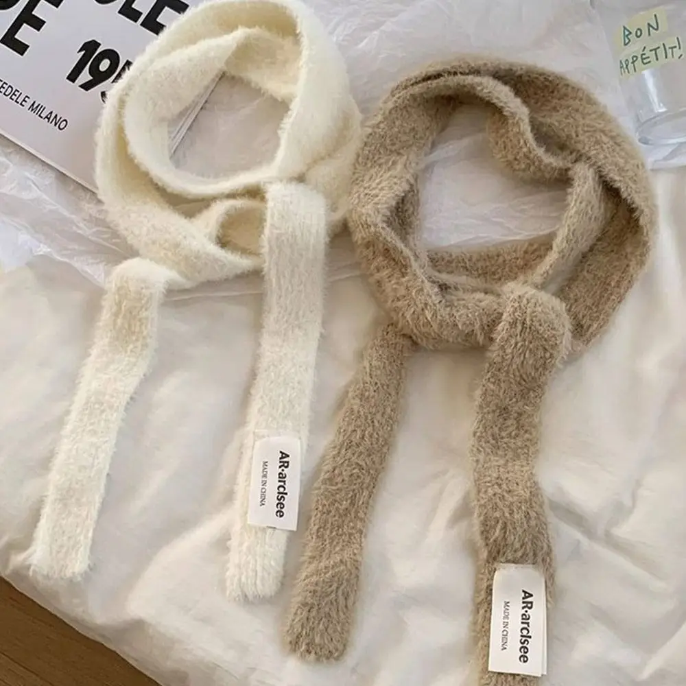 الكورية نمط Y2K فتاة وشاح تقليد فرو المنك بلون طويل قطاع وشاح لينة الدافئة الموهير المرأة وشاح في الهواء الطلق