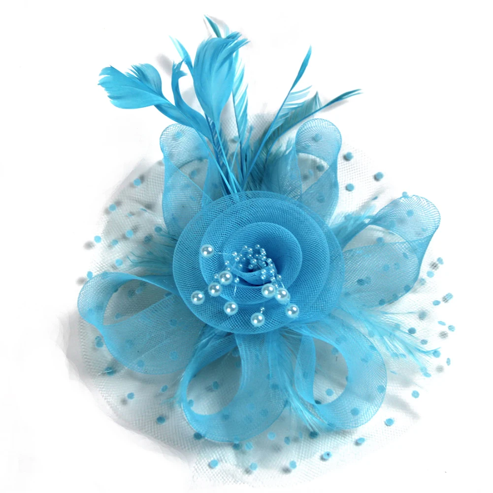 Fascinator Hut Frauen Blume Mesh Bänder Federn Fedoras Hut Stirnband oder ein Clip Cocktail Tee Party Headwear für Mädchen