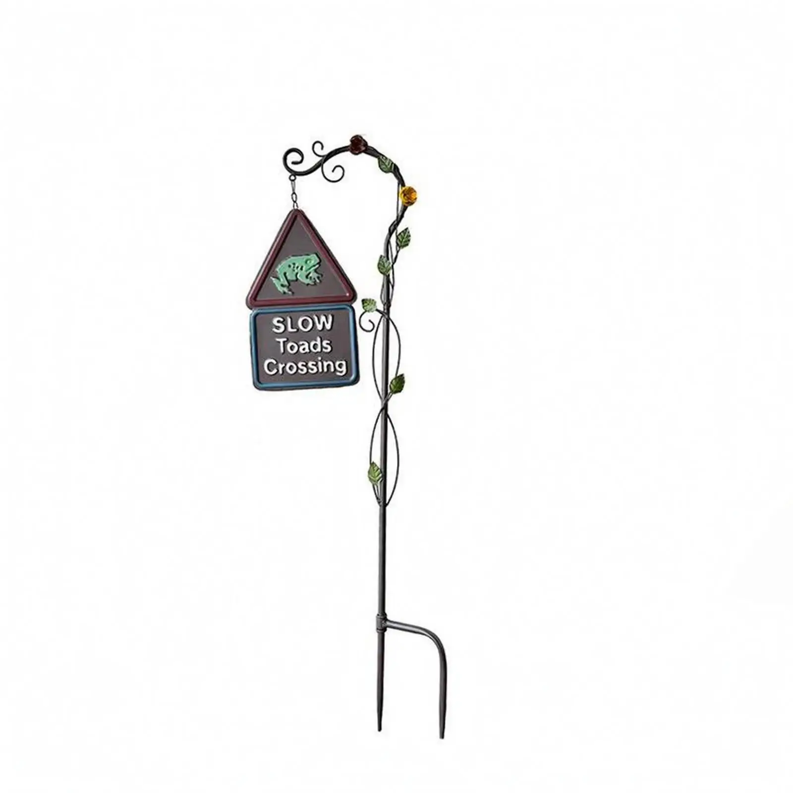 Outdoor Decorative Frog Sign Iron Yard Stake Garden Ornament Plaque Art for Patio Lawn Flower Bed Decoration