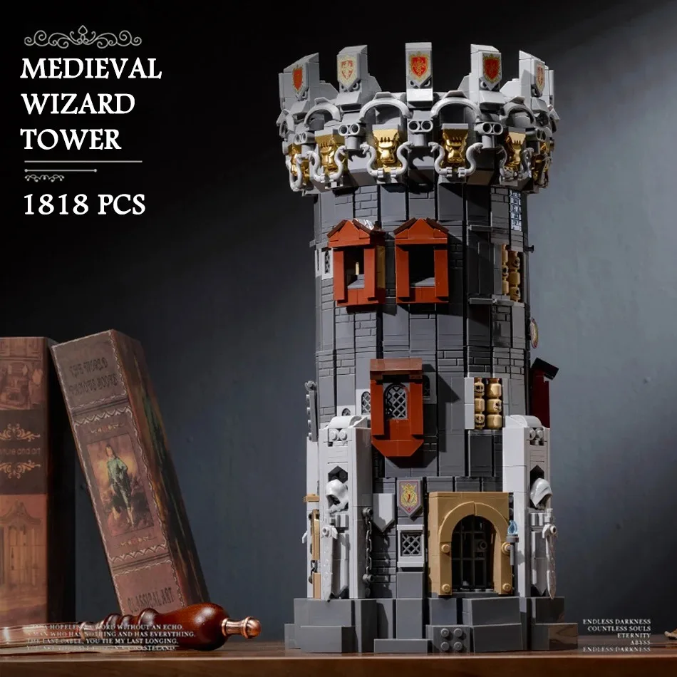 1818PCS Blok Bangunan Menara Penyihir Abad Pertengahan MOC Kreatif, Menara Pengawas, Kastil, Model Arsitektur, Puzzle, Mainan, Hadiah