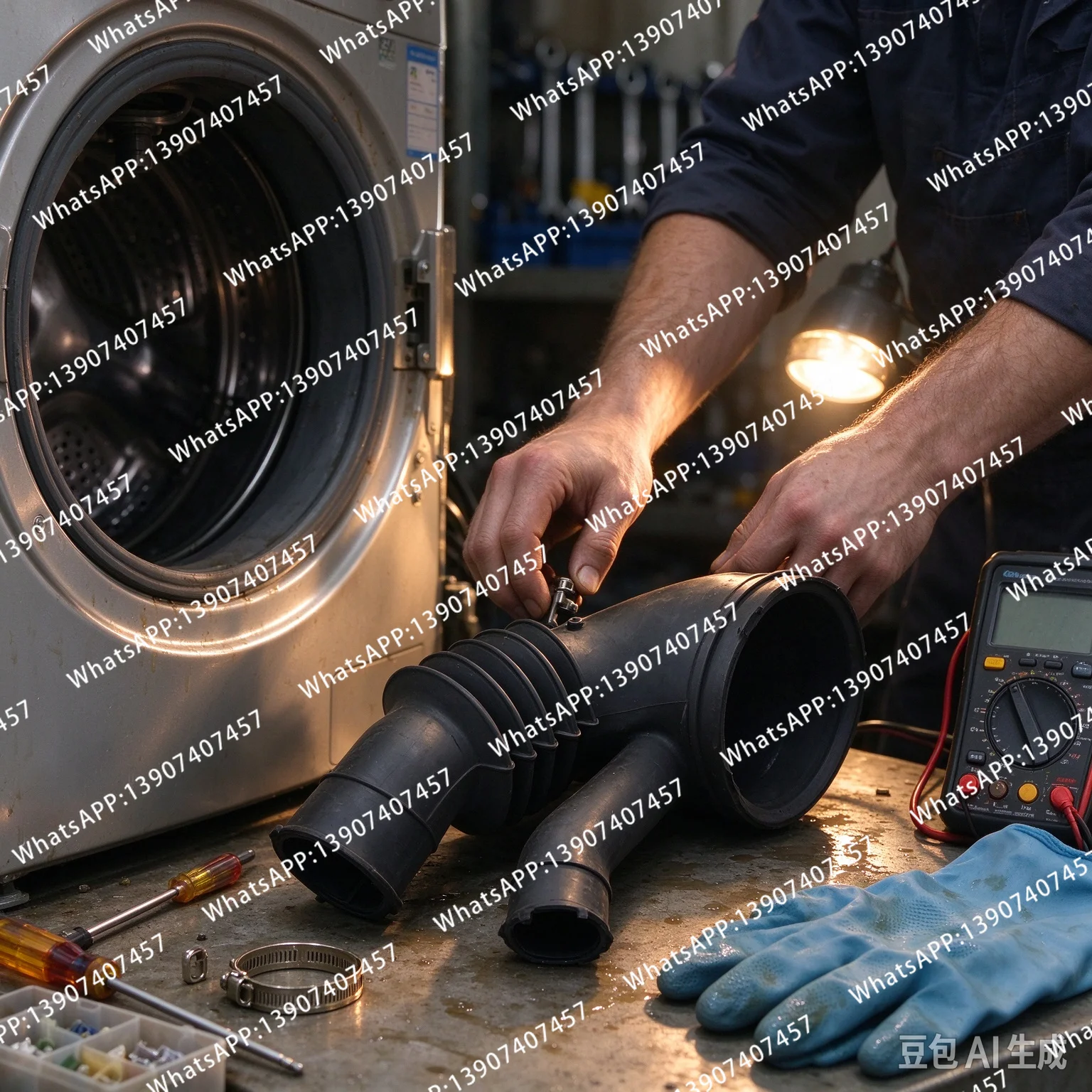 Washing Machine Sump Rubber Hose Replacement Part, Compatible with DC67-00551A, Drum Washer Repair Accessory