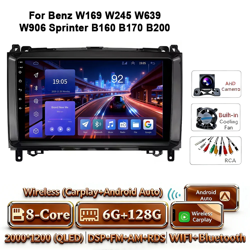 Android 17 autoradio 4G WIFI Carplay voor Mercedes-Benz W169 W245 W639 2005-2012 B160 B200 TPMS DAB OBD 2 DVD GPS touchscreen