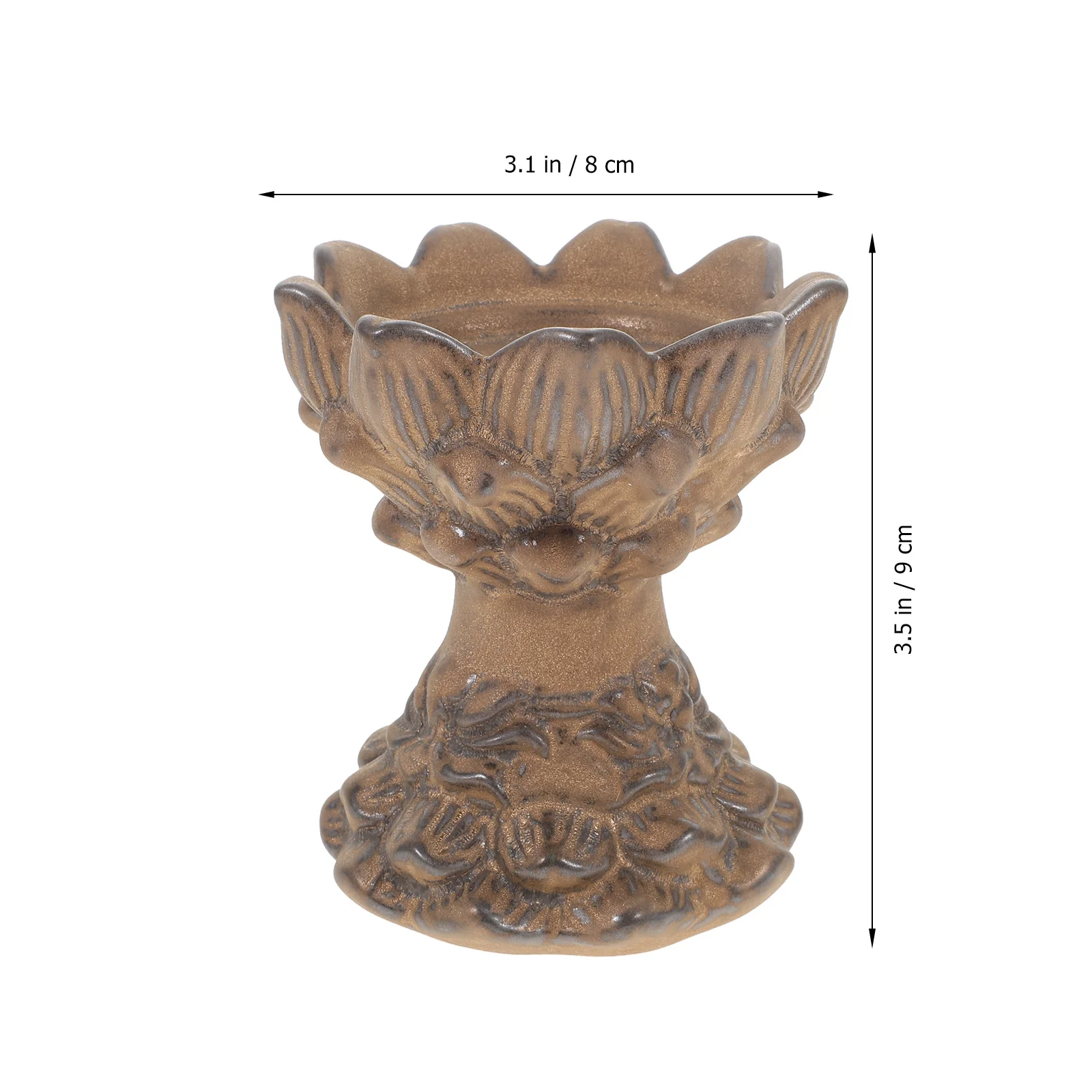 

Embossed Lotus Ceramic Holder Buddhist Decor Home Temple Use Smooth Finish Fine Workmanship Retro Candlestick