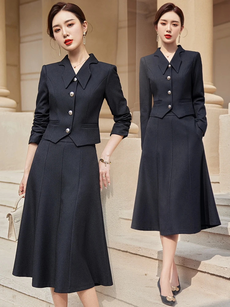 

Elegant Black Women's Suit Jacket 2026 New Design Sensation High-End Feeling Spring Summer Workwear Polyester Short Loose Fit