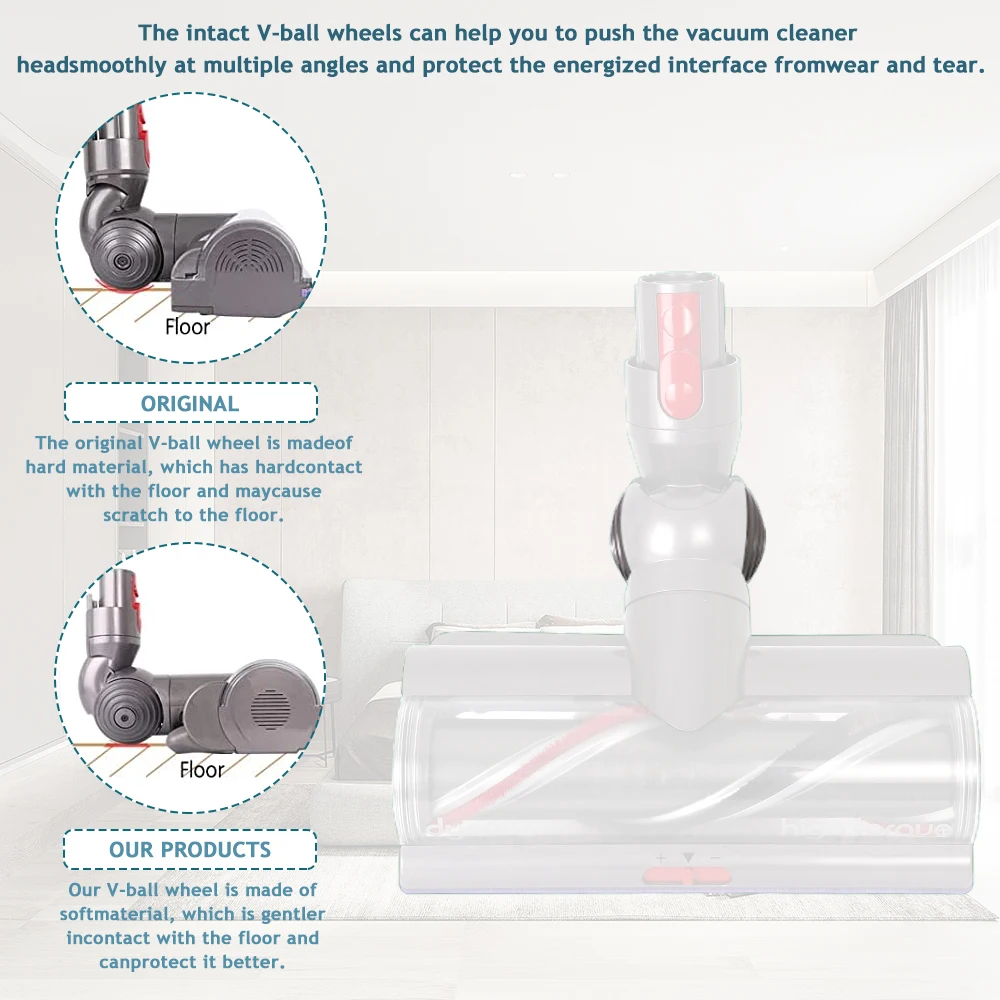 Ball Rad Ersatz für Dyson V10 V11 V15 Staubsauger 100W Hohe Drehmoment Reiniger Kopf V- Ball Räder ersatz