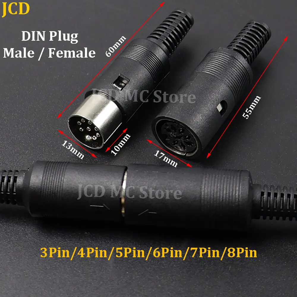 1-10pcs DIN Male/Female 3P 4P 5P 6P 7P 8Pin Plug Jack with Plastic Handle Keyboard Cable Connector Adapter For PS2
