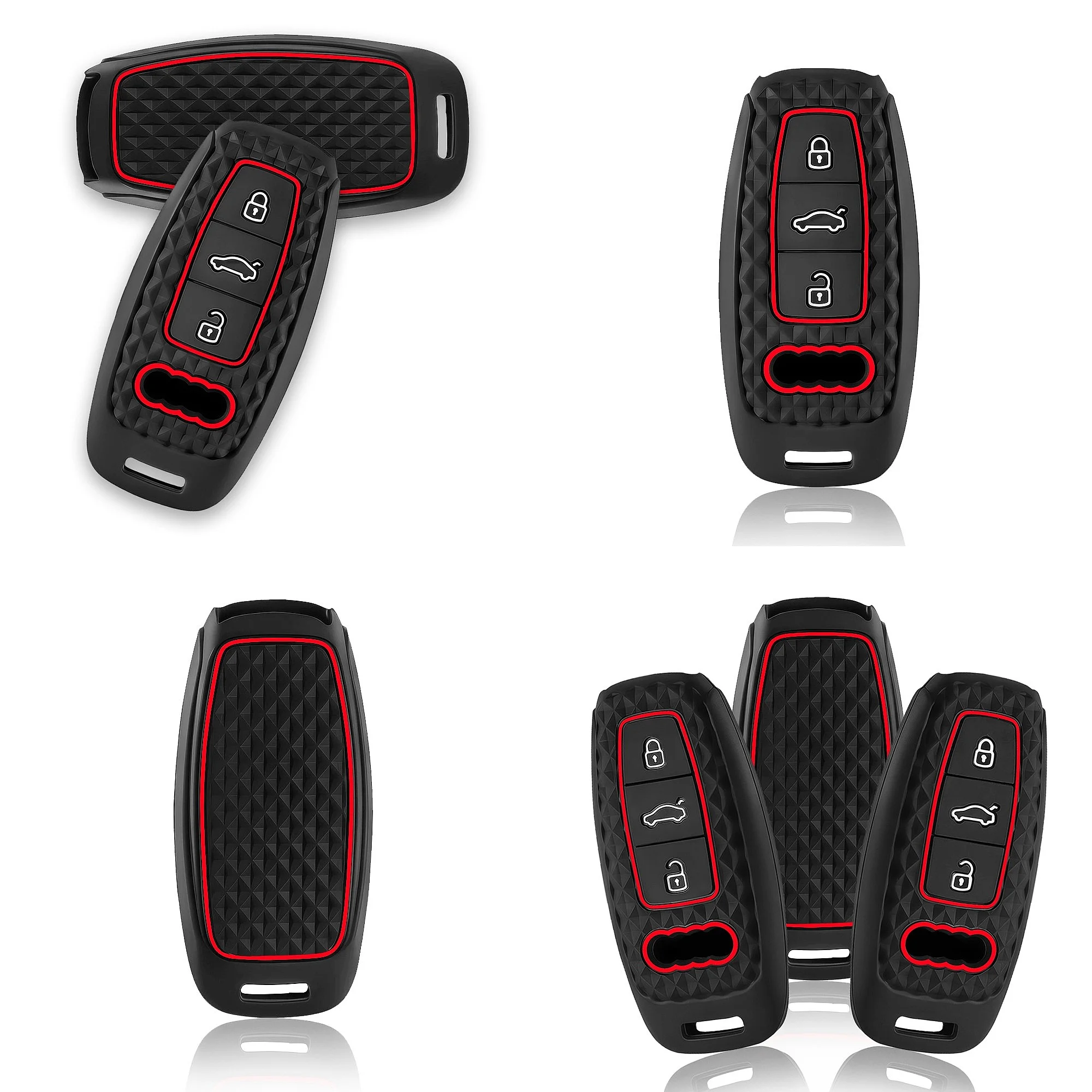 Silicone Car Remote Key Case Cover for Audi A3 A4 B9 A6 A7 4K A8 E-tron Q5 Q8 C8 D5 SQ8 3 Button Key Protection Bag Accessories