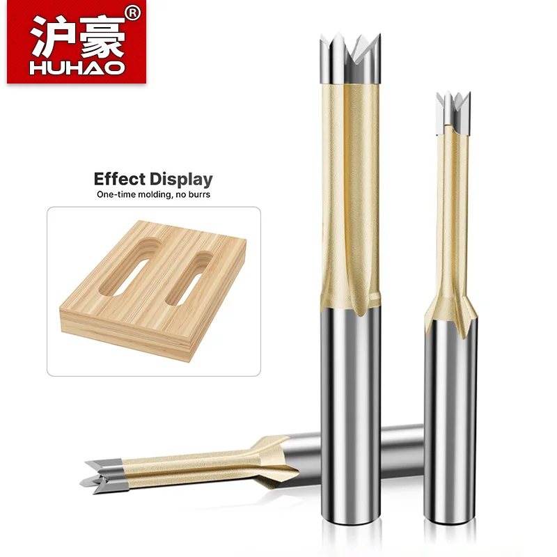H‌UHAO 4 Flute Woodworking Router Bit Mortise Chisel Cutter Door Lock Hole Saw and Grooving Tool for Precision Joinery