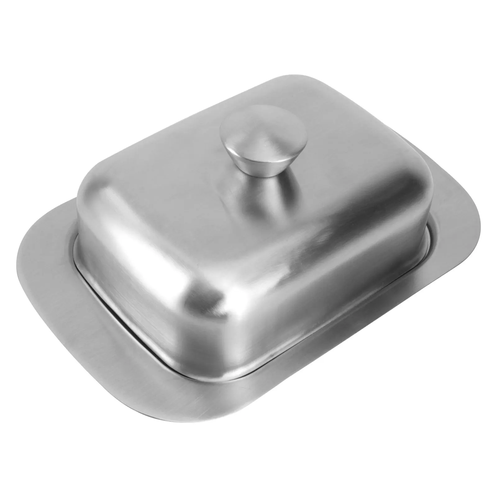 

1pc Stainless Steel Butter Box Food Grade Storage Dish Thick Elegant Kitchen Tableware Silver Cheese Dessert Container