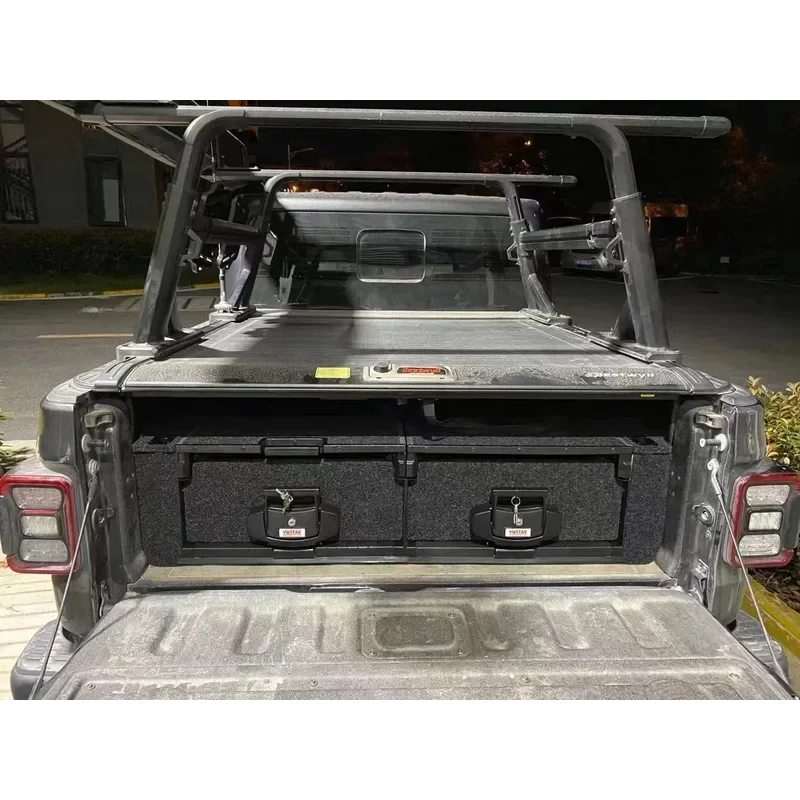Picture 5: Factory Customized Aluminum Pickup Truck Bed Storage Drawers System Double Drawers With Sliding Cargo Tray For  Gladiator