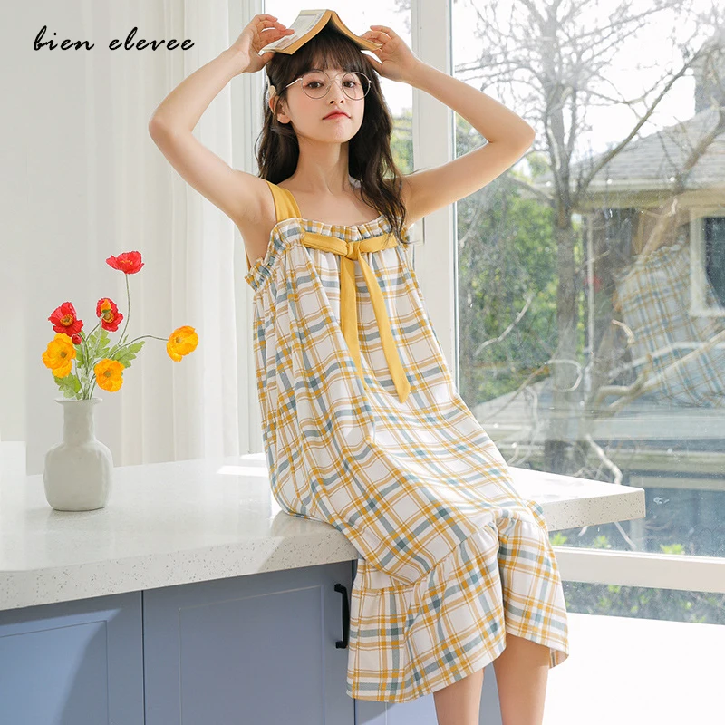 

Ночная рубашка на бретелях, пикантная ночная рубашка из хлопка, длинная ночная рубашка свободного покроя, домашняя одежда, пижама без рукавов, большие размеры, на лето