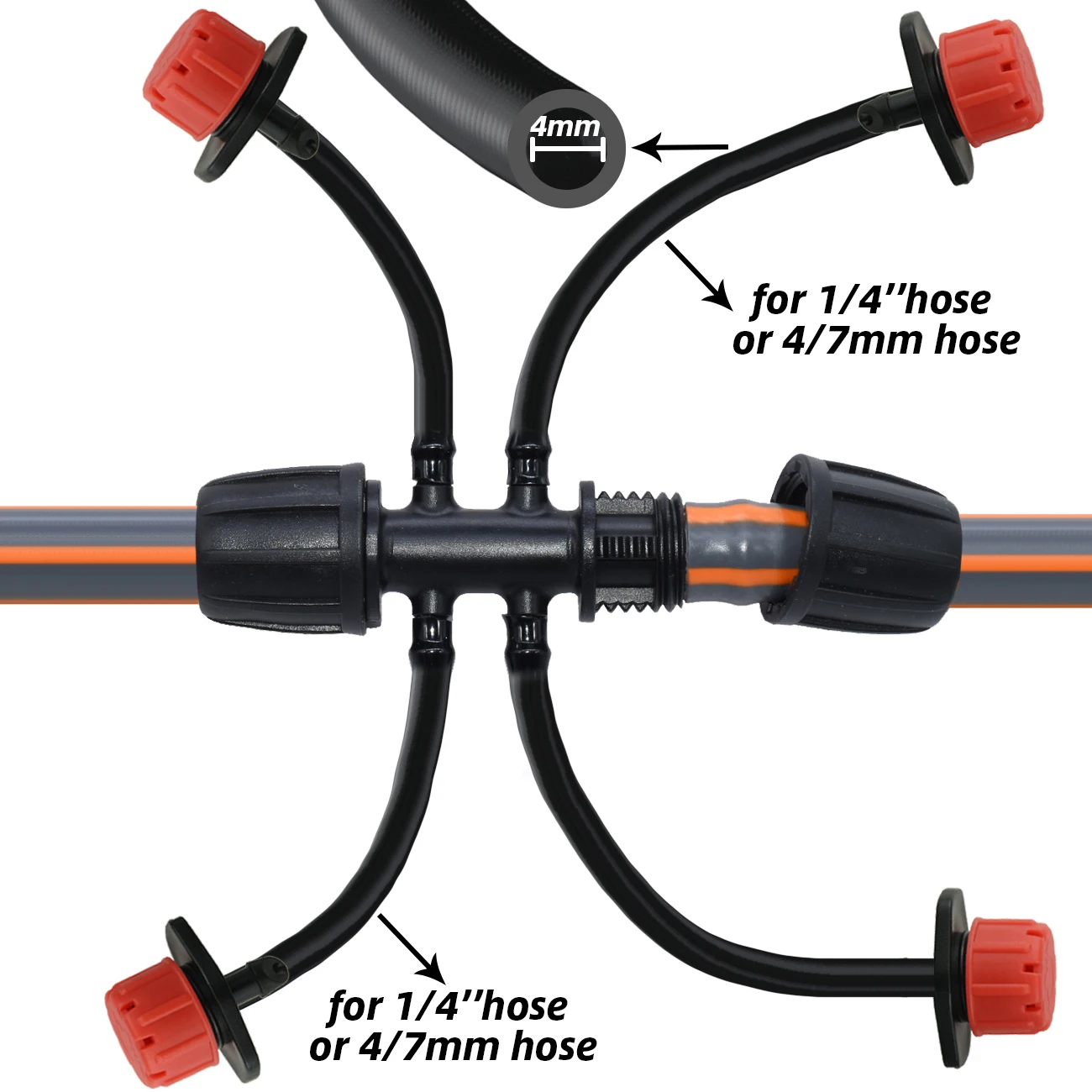 KESLA 10-50 Stück 16mm 1/2 Zoll Schlauch Garten-Tropfbewässerung Wasseradapter Verbinder 6-Wege auf 1/4'' 4/7mm Mikroschlauch-Kupplung – Detail 5