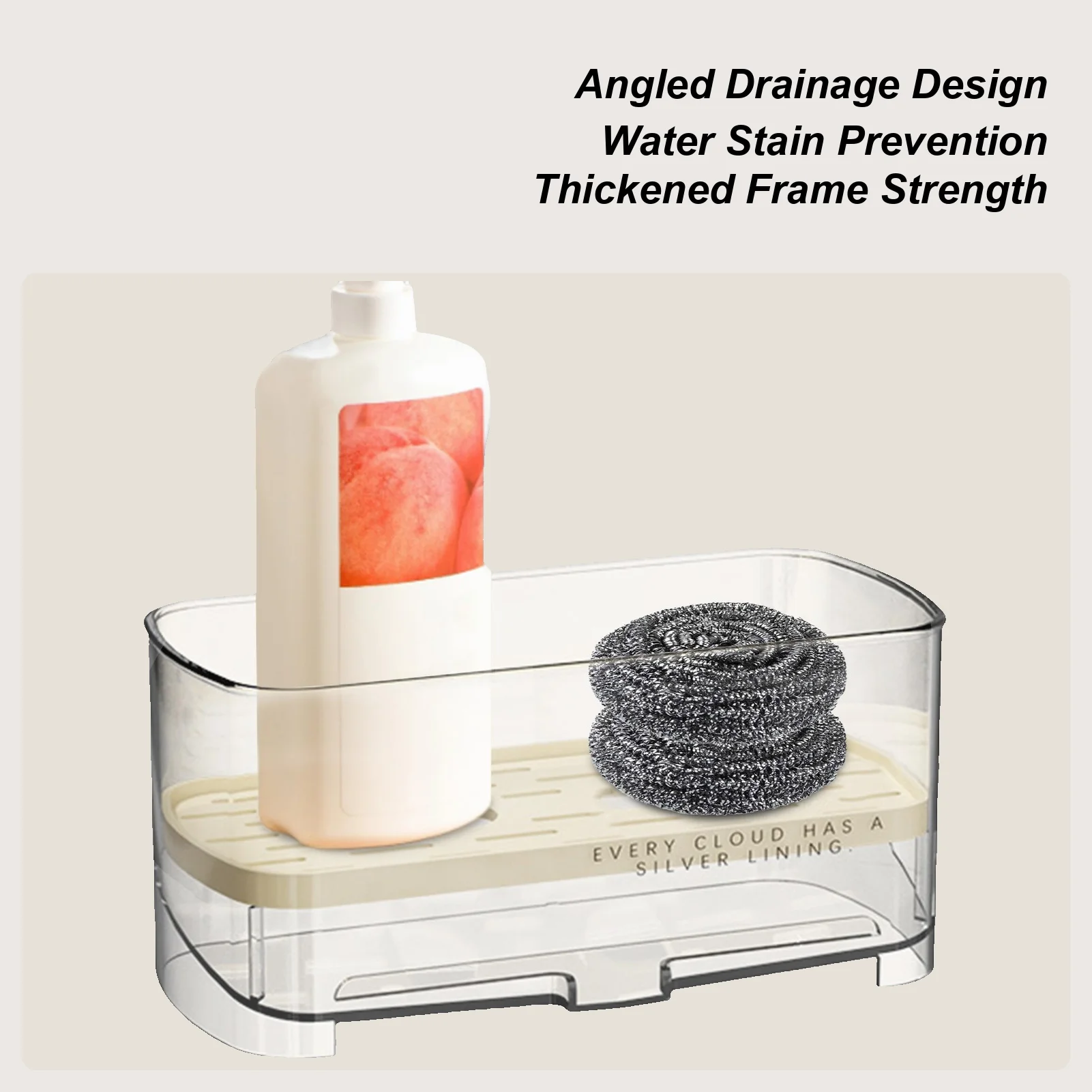 

Органайзер для кухонной раковины, противоскользящая самооливающаяся кухонная полка, держатель для губки для раковины с самосливным поддоном для ванной комнаты