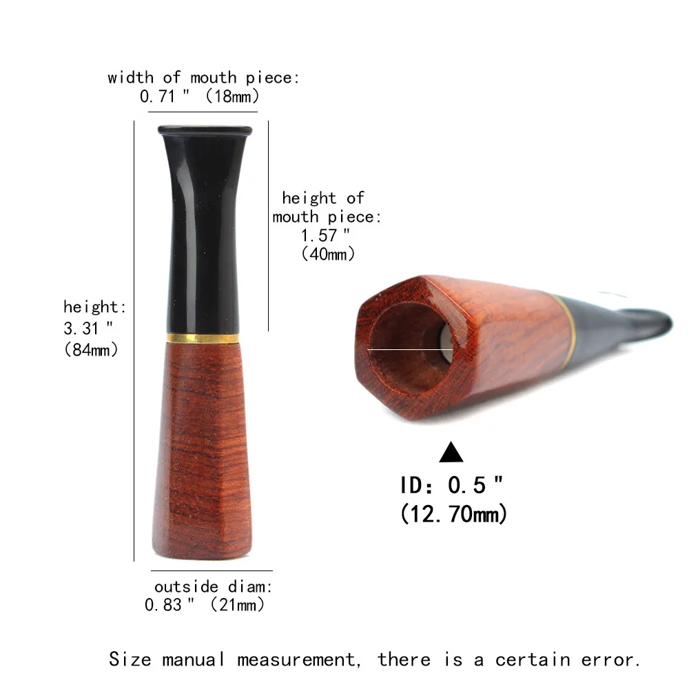 1PCS Hand Sandalwood Cigar Mouthpiece extend cigar handle ID 12mm 12.7mm 13.5mm solid wood handle with 9mm filter element