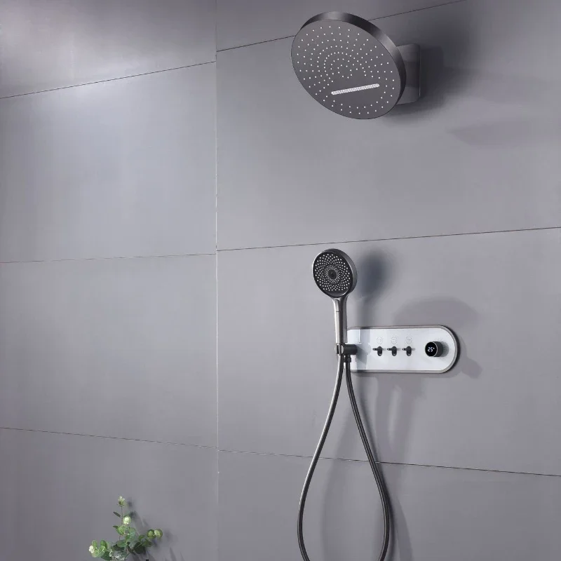 White Bathroom Shower System Set 3-function Rain Waterfall Shower Mixer Wall Mounted Shower Faucet Set