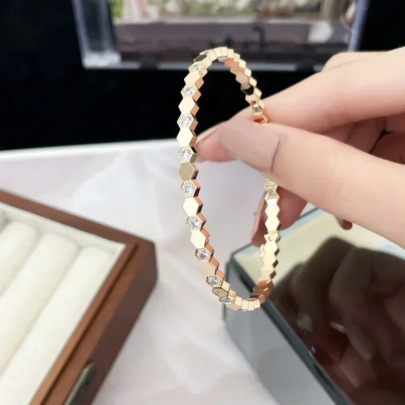 Silver 925 Original Honeycomb Bracelets Woman, Designer Fashion Jewelry for Woman, Top Quality Party Date Gift Accessories