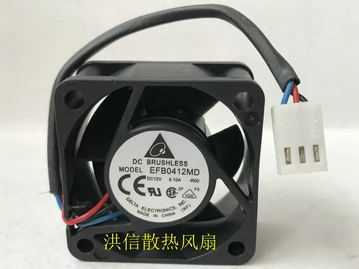 

Delta Electronics EFB0412MD R00 DC 12 В 0,10 А 40x40x20 мм 3-проводной 40 мм охлаждающий вентилятор