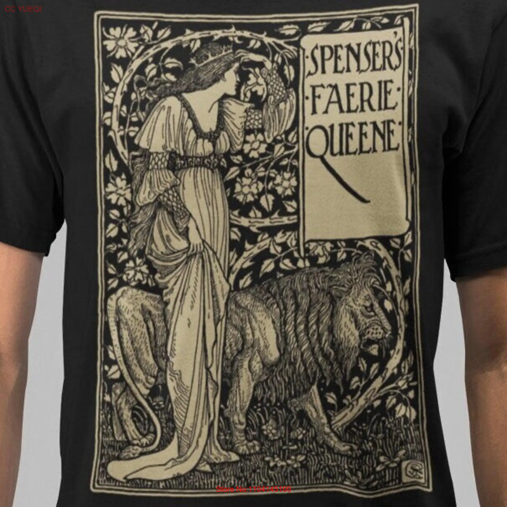 The Faerie Queene Walter Crane Art Nouveau Illustration 1915 T Shirt 3 color combination options sizes S to 3XL