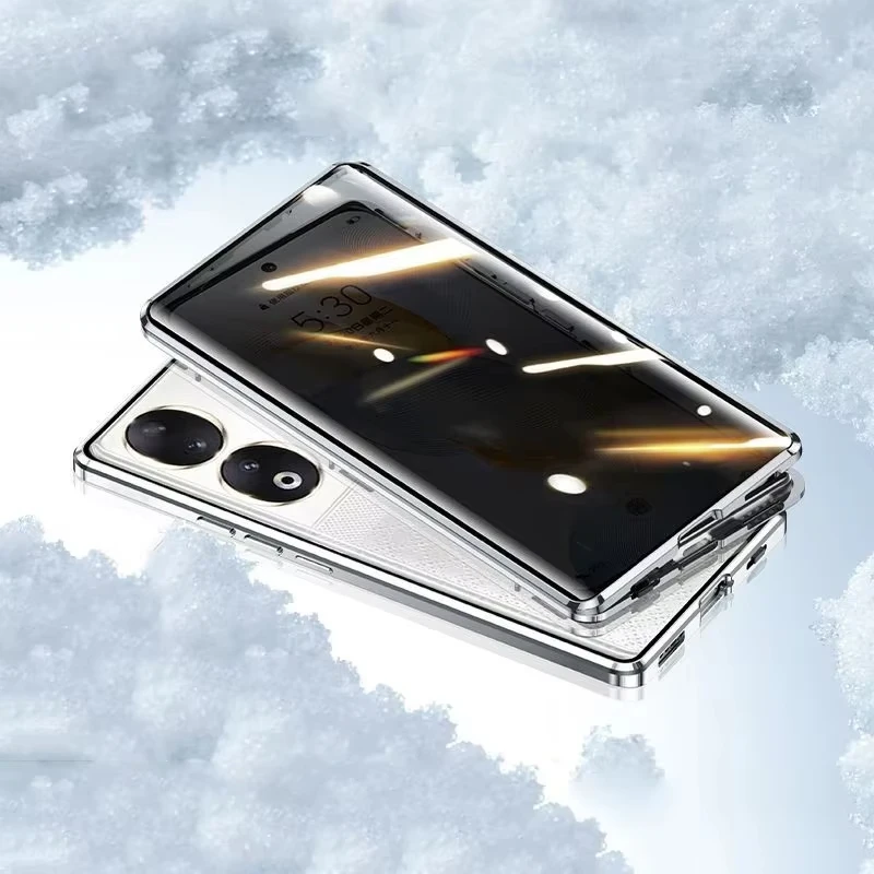 Etui na telefon z podwójnym szkłem 360 stopni chroniące przed podglądaniem, metalowe, magnetyczne, do Honor 400 300 200 100 90 70 50 Pro X40 Magic 4 5 6 7 Pro — zdjęcie produktu 6