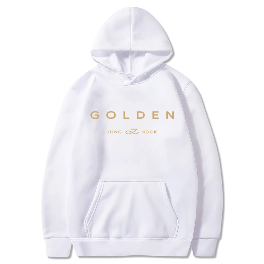 JungKook Golden Hoodie Women Aesthetic Standing Next To You Hoodies Unisex Album Letter Print Golden Pullovers Sweatshirts Korea