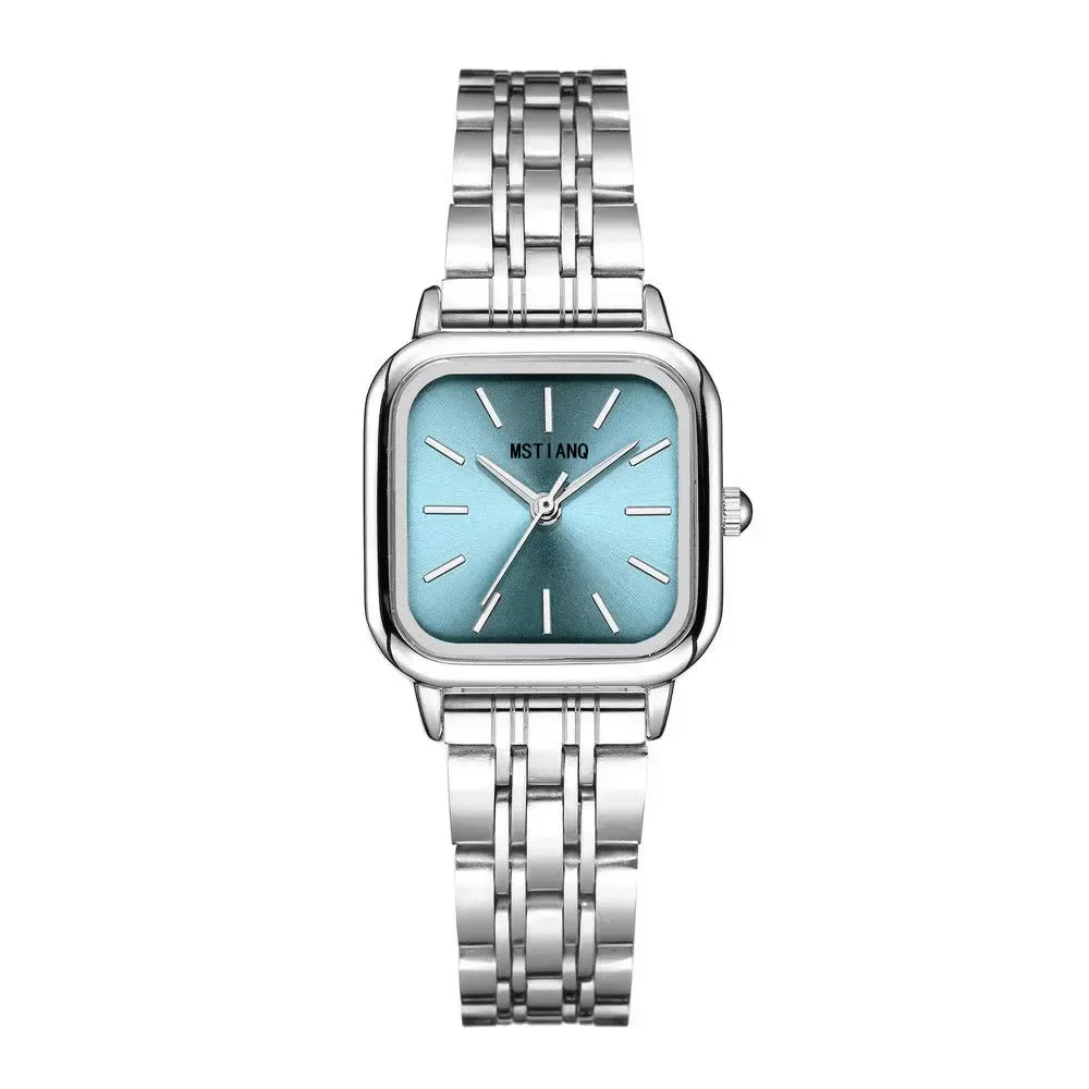 Stainless Steel Watch Women\'s Ins Style Simple Student Quartz Watch Casual Fashion Versatile Luxury Small Square Wristwatch