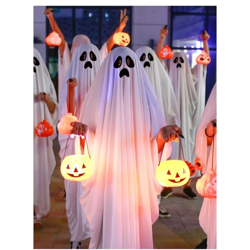 عباءة زي الشبح الأبيض للأولاد زي قزم الهالوين للأطفال Dr-Up ألياف البوليستر ثلاثي الأسيتات 00% زي المسرح