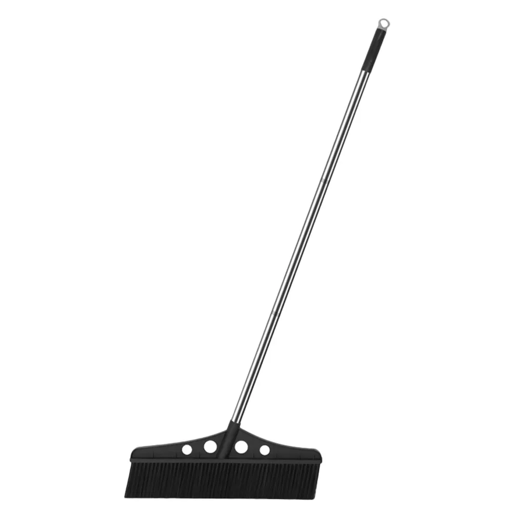 Black Wide Detachable Garden Courtyard Broom Outdoor Sweeper Warehouse Stainless Steel Long Handle Heavy Duty Brush
