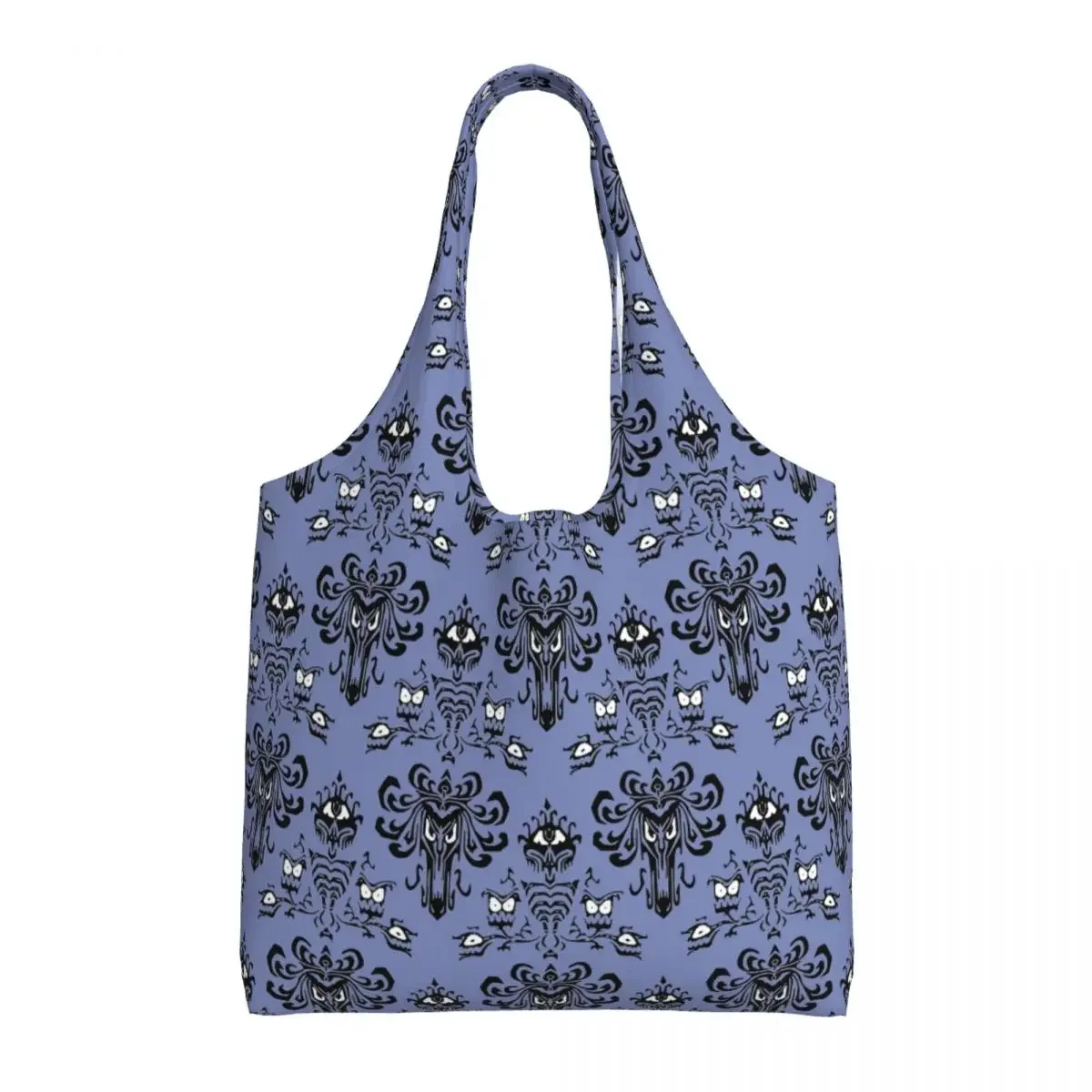 Haunted Mansion Magic Kingdom Pattern Shopping Canvas Bag Women Large Capacity Grocery Halloween Ghost Tote Shopper Bags Handbag