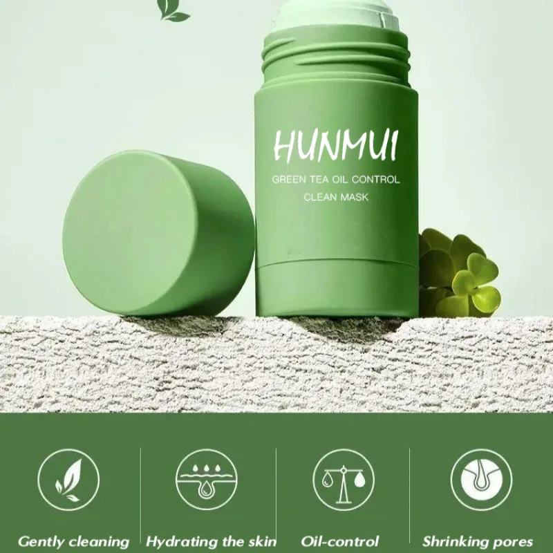 قناع طين الشاي الأخضر للرؤوس السوداء وحب الشباب ، وتقشير الوجه ، وتقليص المسام ، وغرامة صلبة