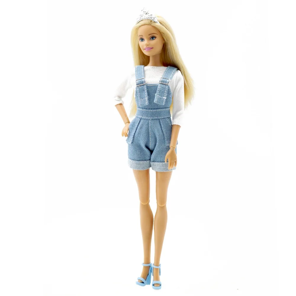 Creativity Denim Jeans Doll Suspenders Trousers Outfit Crop Top 29cm Doll Wearable Cloth Cowboy Doll Decoration