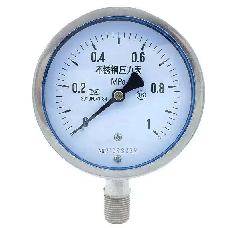 high pressure stainless steel pressure gauge tester stainless steel body pressure gauge 0-1Mpa