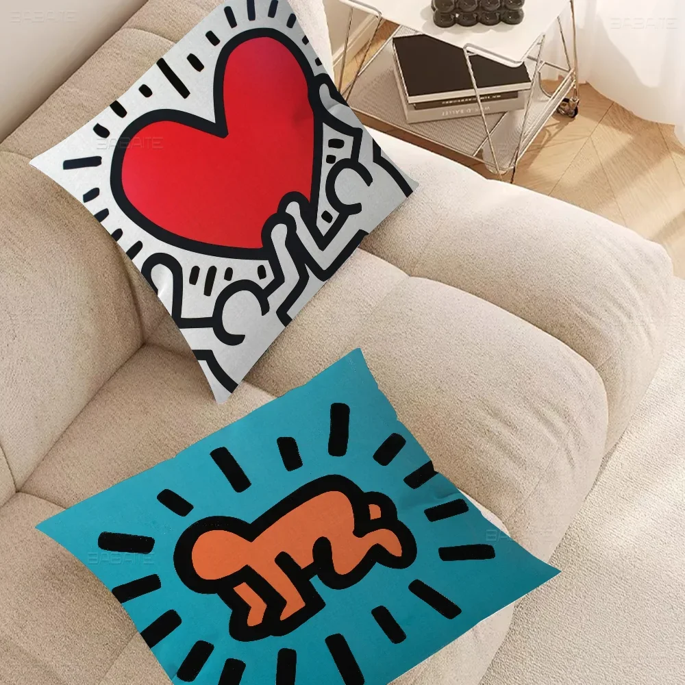 Keith-Haring-Works-Colorful-Print Pillowcase toon Gift Cushion Cover Bedroom Home Sofa Chair Seat Decor pillow case