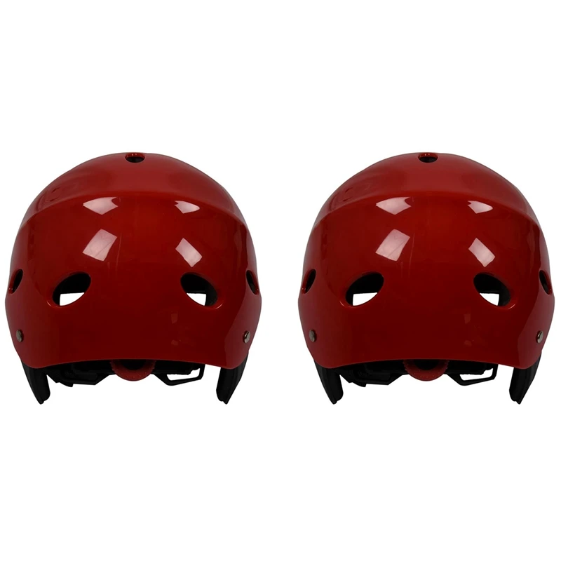 2X Safety Protector Helmet 11 Breathing Holes For Water Sports Kayak Canoe Surf Paddleboard - Red