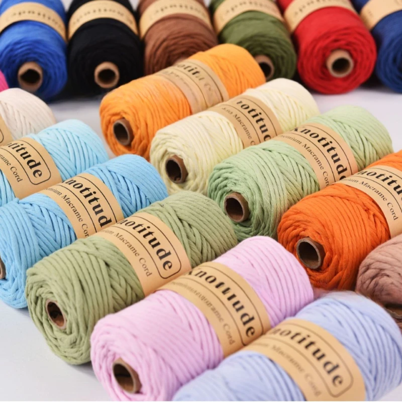 4mm X 80m Single Strand Macrame Cord Handmade Decorations Softer Natural Cotton DIY  Plant Hanger Craft Knitting Cord Rope