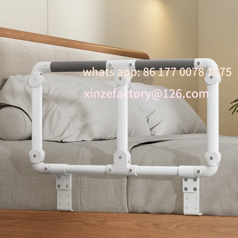Customizable Bed Assist Handle for Elderly Pregnant Anti-Fall Safety Bed Rail with Legs Easy Flip-Down