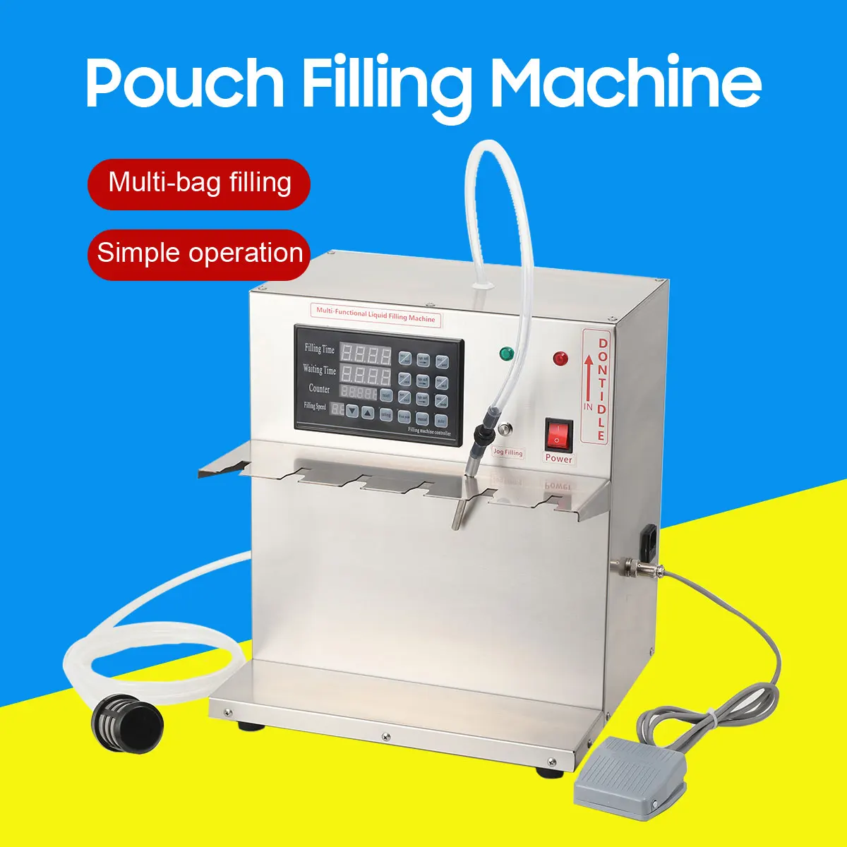 110V 45W High Accuracy Spout Pouch Filling Machine 6 Head Automatic Hot Liquid Filler 3.5L/min