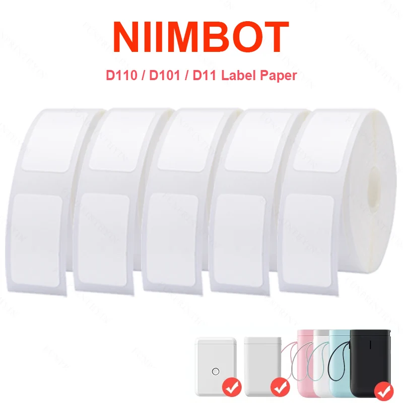 Niimbot สีขาวฉลากกระดาษความร้อนสำหรับ D11 D110 D101เครื่องพิมพ์สติ๊กเกอร์บาร์โค้ดกระดาษม้วนกันน้ำ Anti-Oil ฉีกขาด