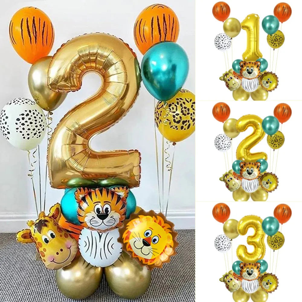Dschungel Geburtstag Luftballons Set Safari Tier Latex Ballon Nummer Globos Ballon Kinder Geburtstags feier Baby Dusche Luftballons Dekor