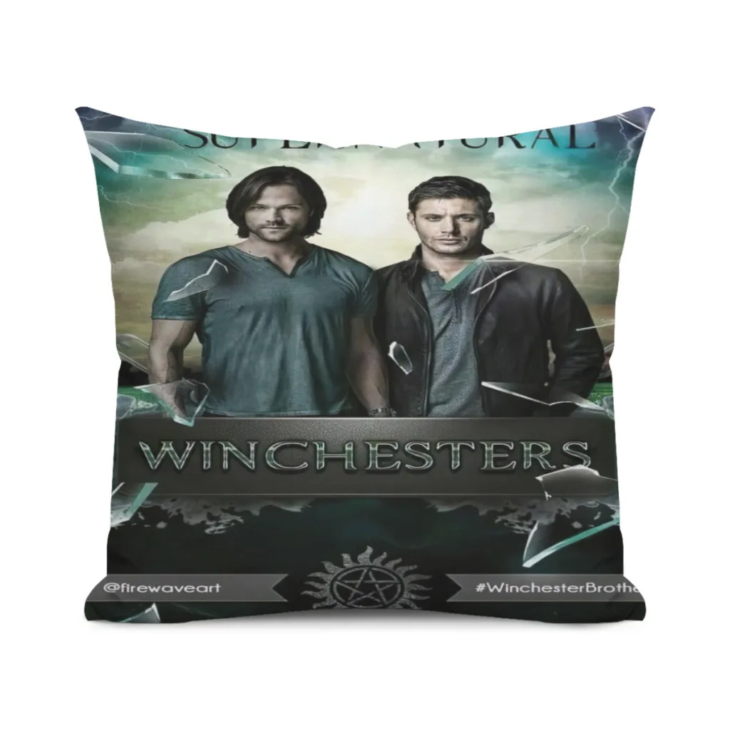 

New-Supernatural-TV Pillow Case Home Bedroom Living Room Sofa Cushion Cover 45x45cm Peach Skin Pillowcase