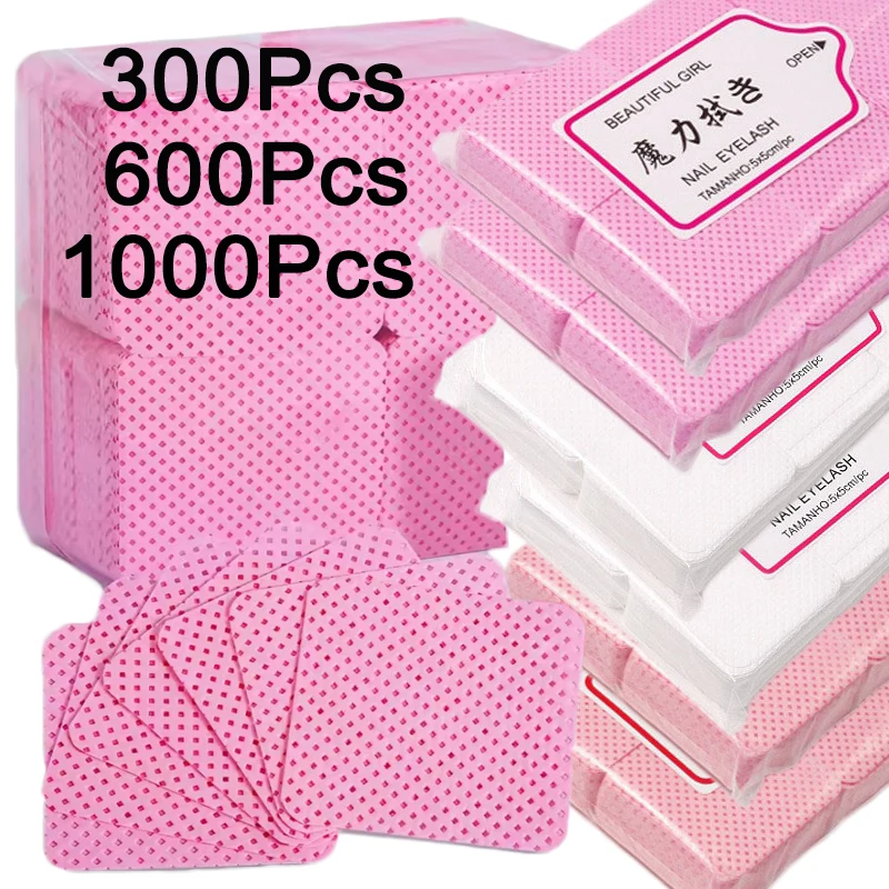 20/300-1000 Unidades de Lenços e Almofadas de Limpeza de Unhas Sem Fiapos, para Cuidados de Beleza e Nail Art, e para Remoção de Esmalte em Gel