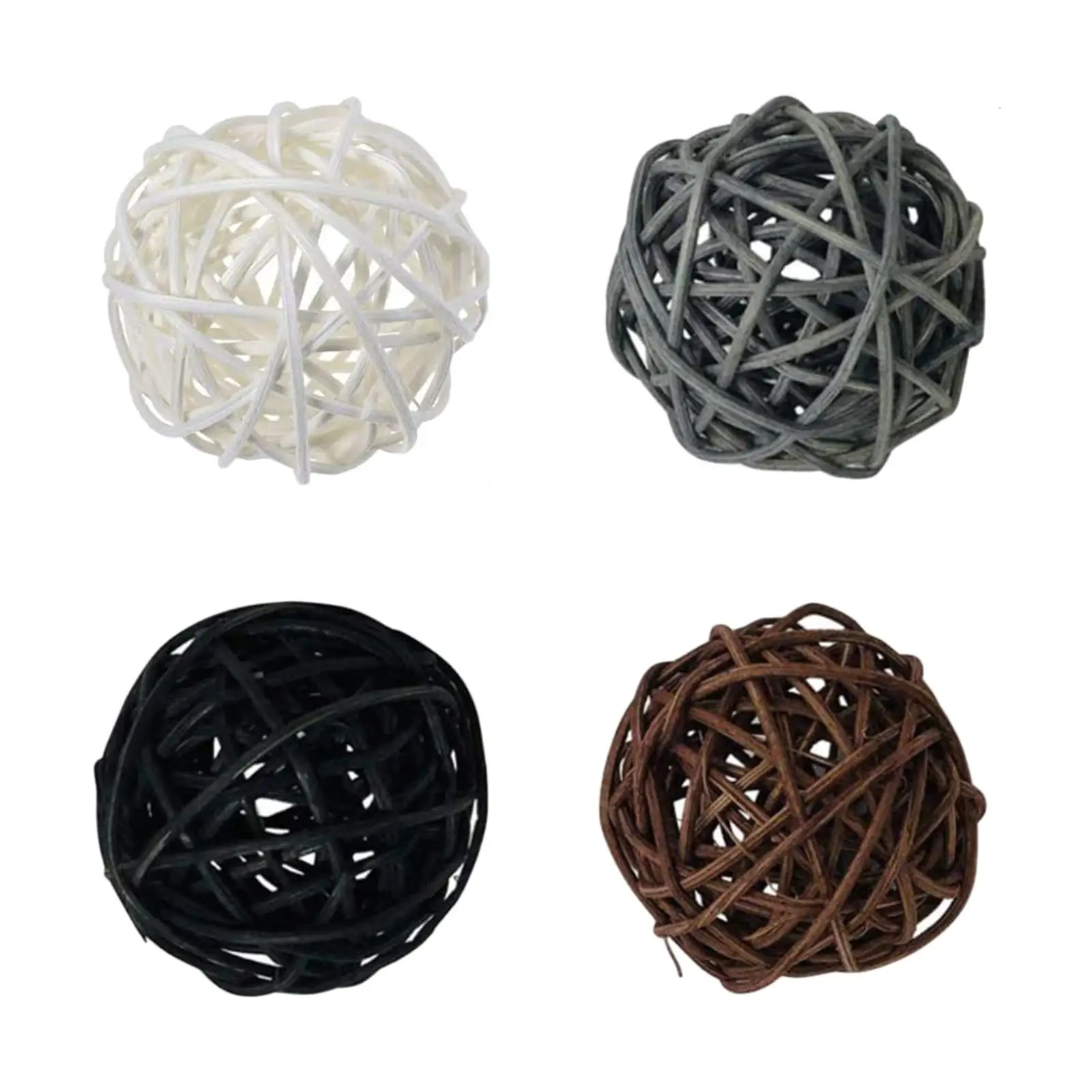 24/15Pcs Mixed Natural Wicker Rattan Balls Handmade Decorative Crafts Wedding Table Centerpieces Bowls Accents
