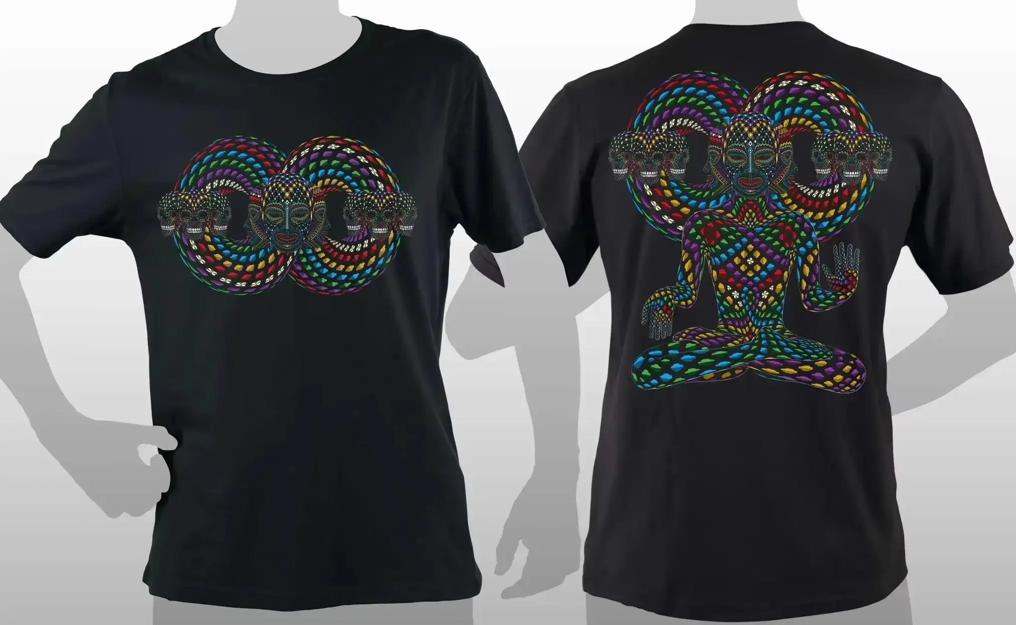 Creative Design Visionary & Psychedelic Totems Graphic Printed T-Shirt. Summer Cotton Short Sleeve O-Neck Mens T Shirt S-3XL