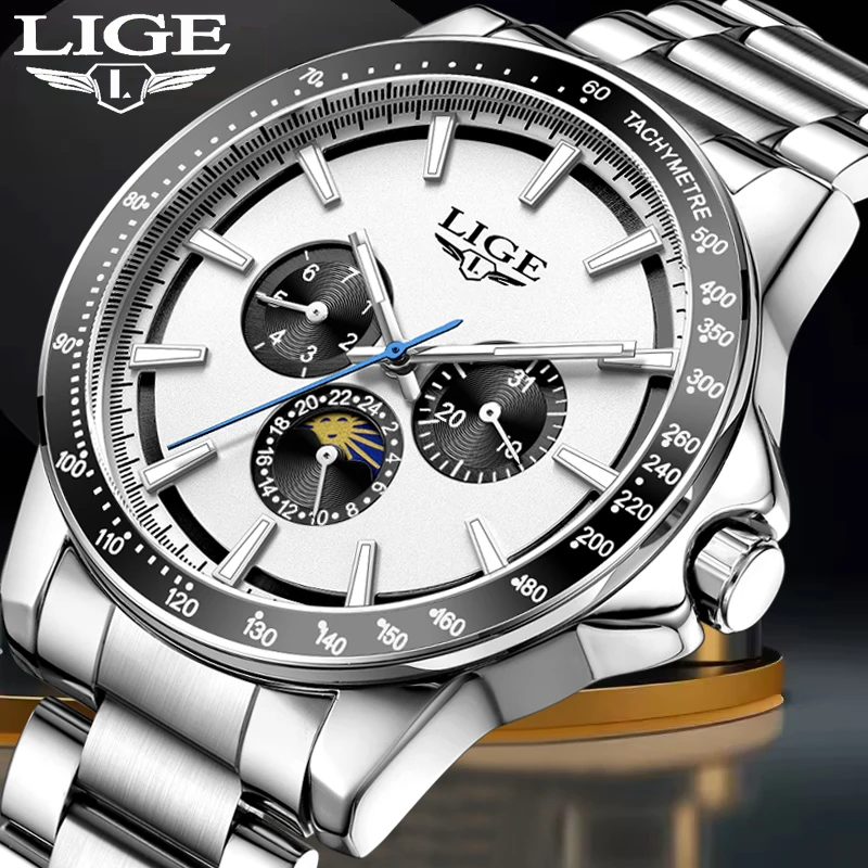 

LIGE механические маятниковые молотковые кварцевые часы для мужчин, спортивные водонепроницаемые светящиеся мужские часы на открытом воздухе, модные деловые часы для мужчин