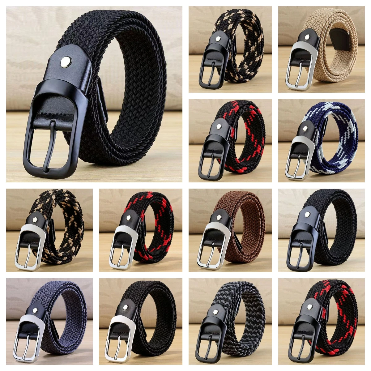 105cm Length 13 Colors Choose Universal Men And Women Woven Elastic Canvas Belt Non Porous Casual Interspersed Breathable