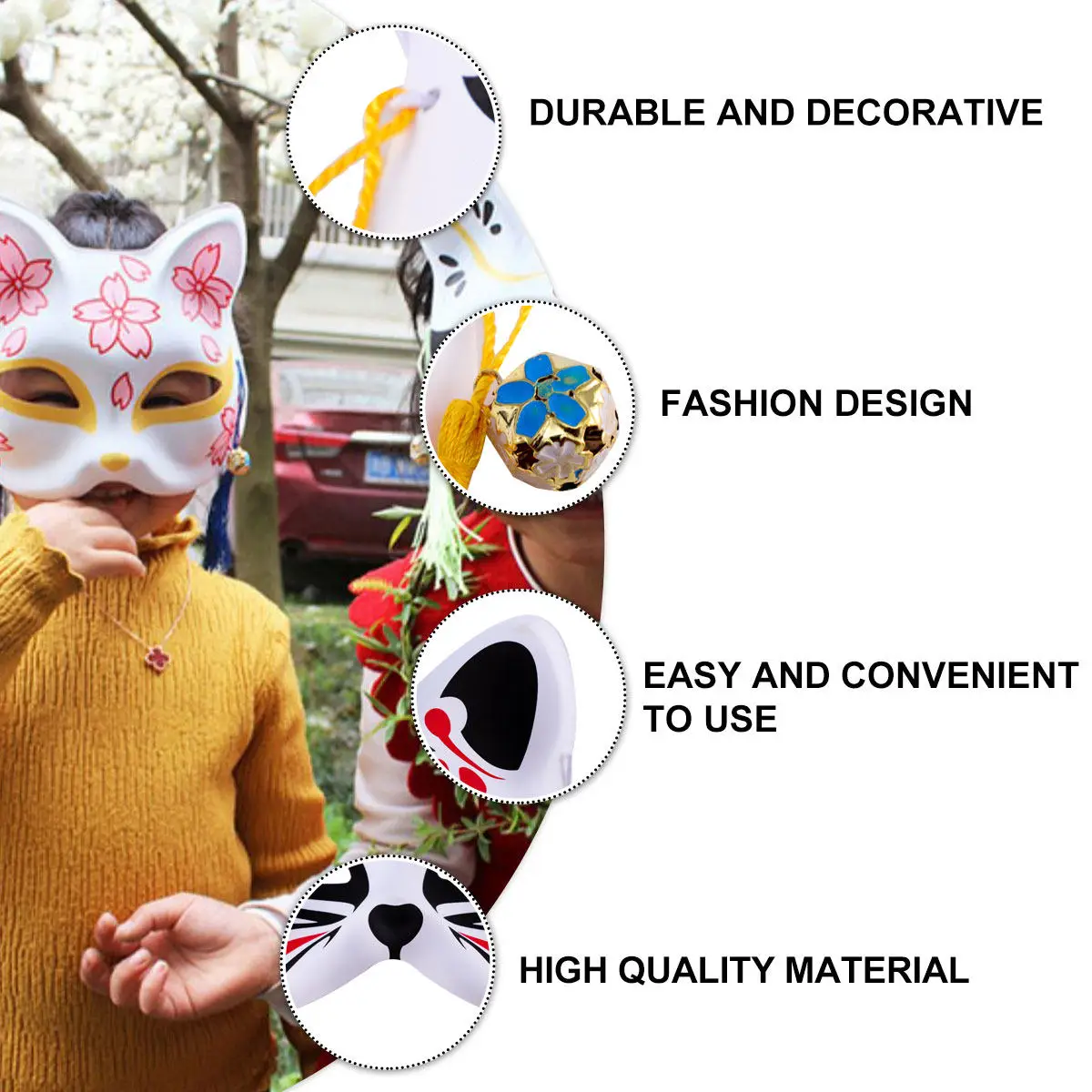2Pcs Chic Half Face Cat Masks Stylish Corrosion Resistant Masquerade Supplies Anime Cosplay Party Ball Accessory