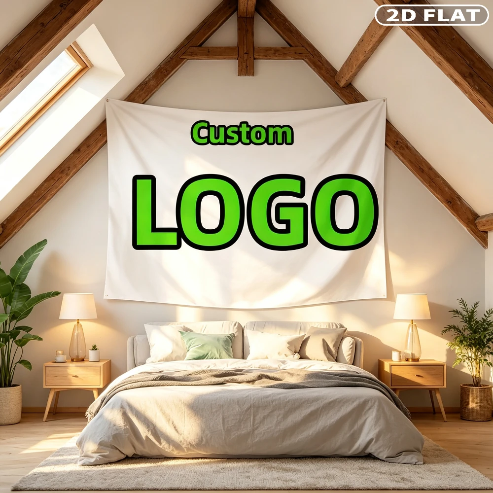 2D FLAT 1pc Multi-Size Custom Flags & Banners - Custom Banner with Your Logo/Text/Photo, Durable Polyester Fabric for Home Decor