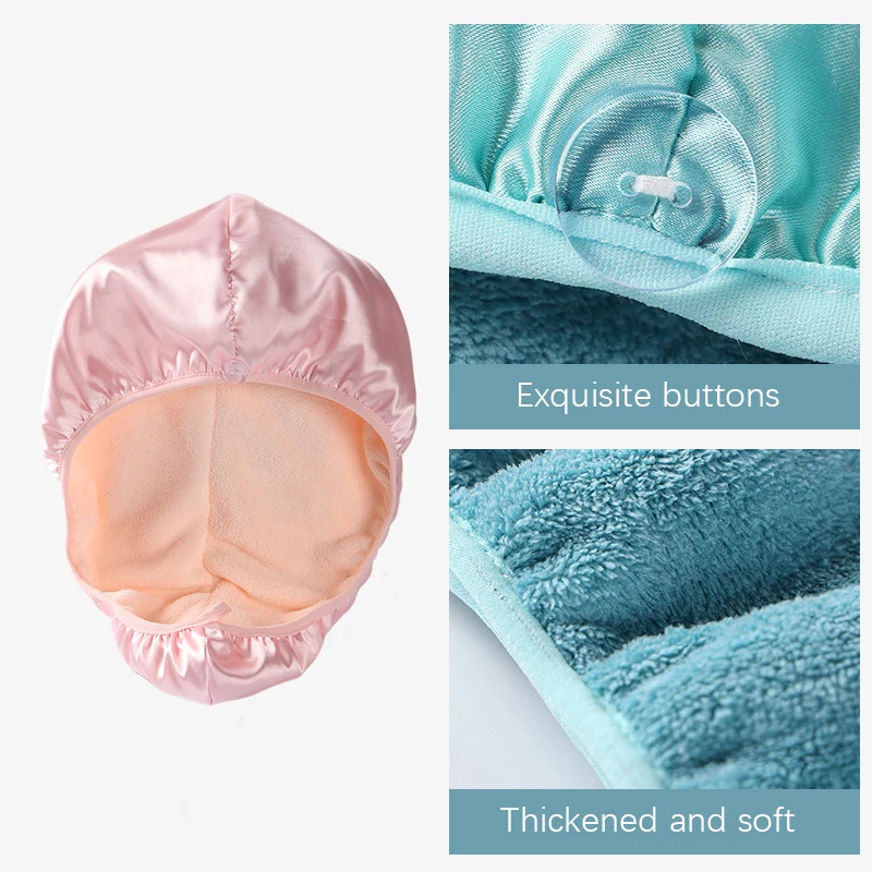 Double Sided Dry Hair Towel Imitation Silk Coral Fleece Shower Cap Dry Hair Hat Quick Drying Towel For Women Adult Head Scarf