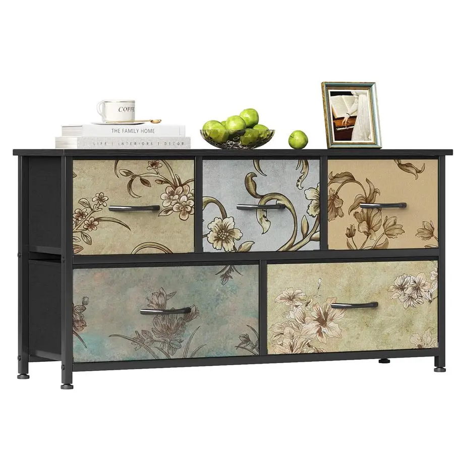

Closet Storage Dresser 39.4"D x 11.8"W x 20.9"H Wide Chest of Drawers TV Stand with Fabric Drawers